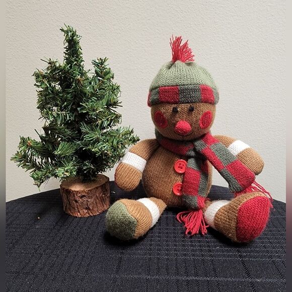 Gingerbread Man Plush Toy/Holiday Decor With Hat & Scarf Target 2011 Knit Toy - Picture 1 of 6